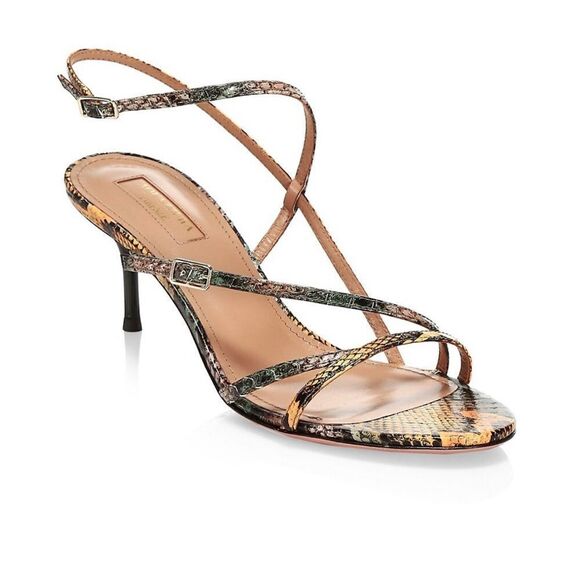 Aquazzura Carolyne Snakeskin Strappy Sandals size 36.5 - Picture 1 of 12